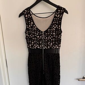 XScape long formal dress, black and beige, size 4